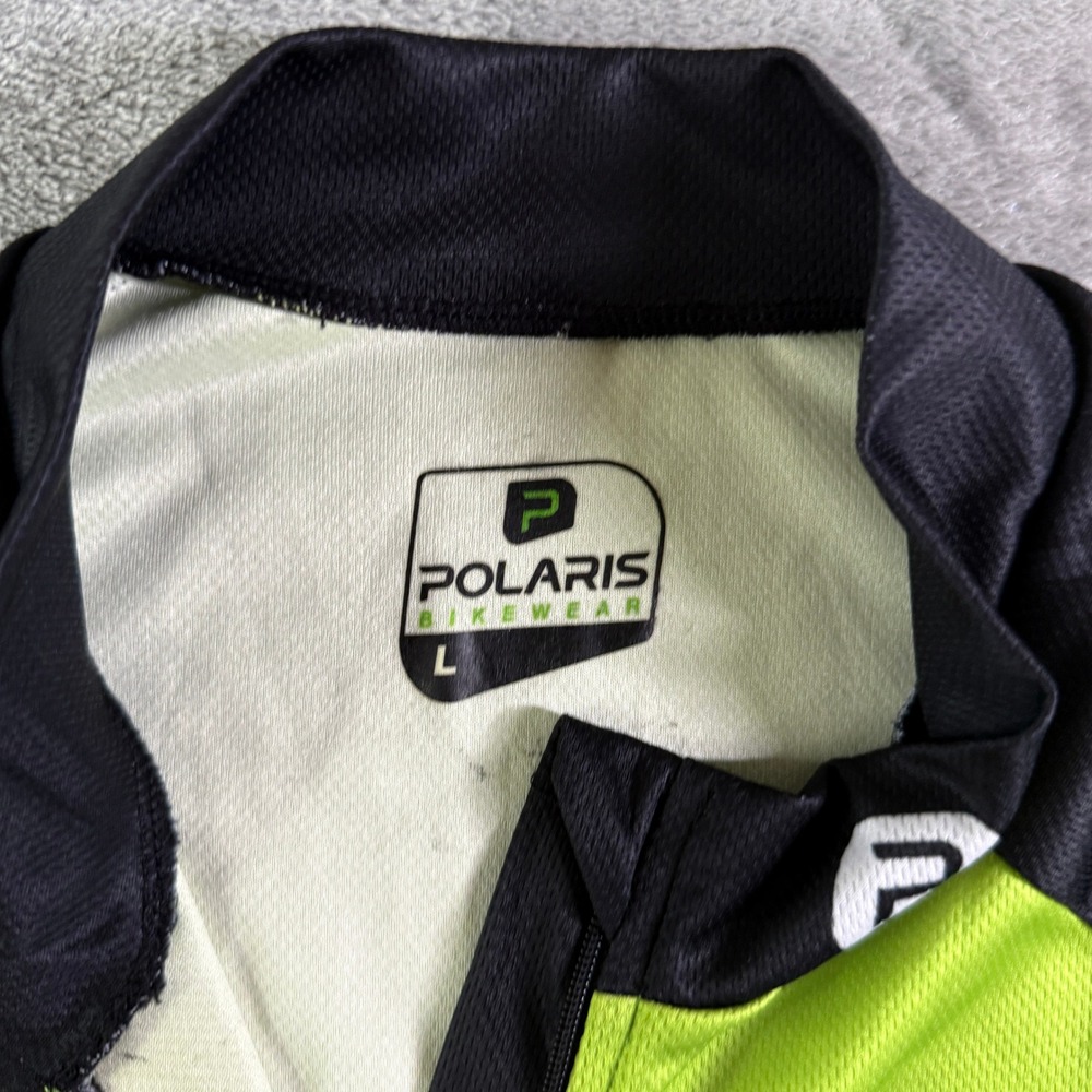 Polaris Bikewear Mens Cycling Jersey L Short Sleeve Road Trail Urban Lime Green - Picture 4 of 10